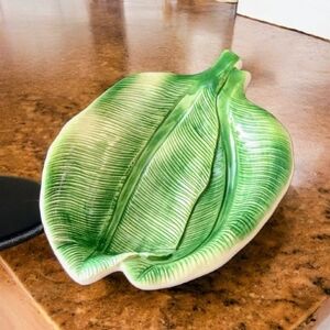 Italian Ceramic Bowls Banana Leaf Hand Painted Bresolin Dishes Made In Italy...